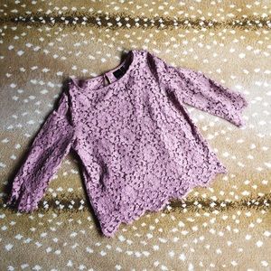 Lace 3/4 sleeve top with camisole in orchid color